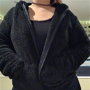 🖤Faux Fur Teddy Sweater with hood🖤